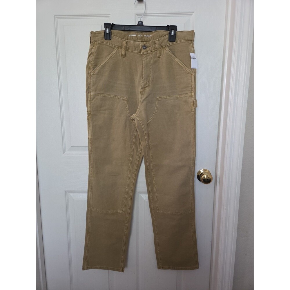 Old Navy Men's 90s Straight Carpenter Pants Khaki Built-In Flex 33x32 NWT